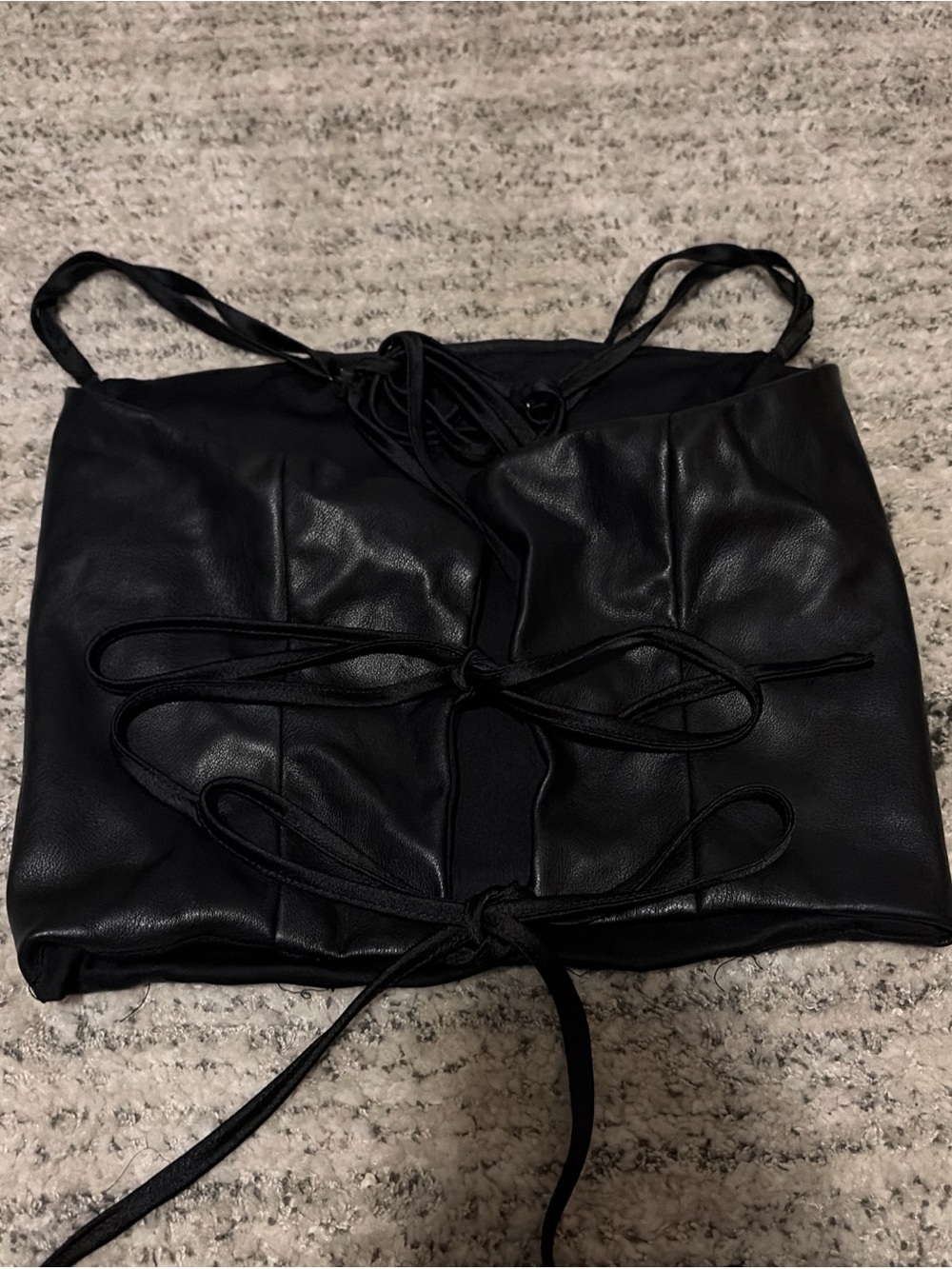 Garage Black Faux Leather Tie-Front Shoulder Bag
